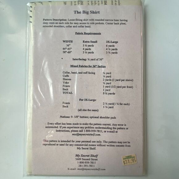 My Secret Shelf Pattern Big Shirt XS-3X Uncut Asian Inspired Patchwork Mature - Picture 4 of 6